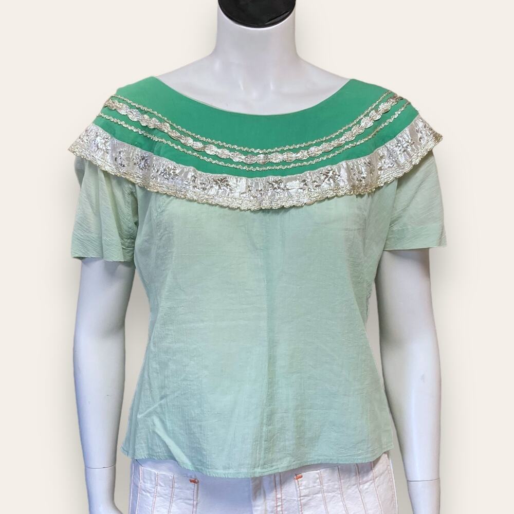 Mexican inspired green blouse